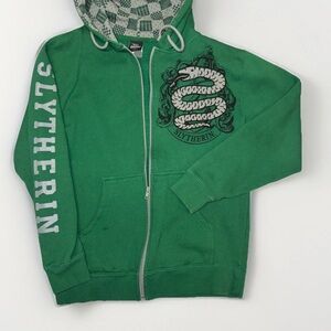 Y2K Universal Studios Harry Potter Green Slytherin Zip-Up Hoodie Adult M  T21